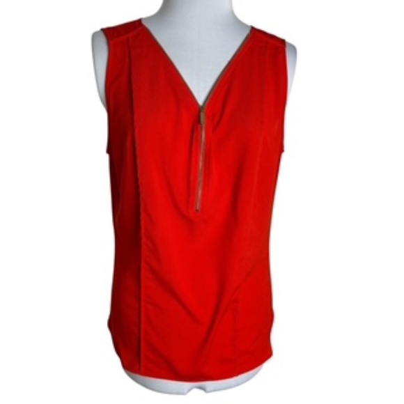 Calvin Klein Sleeveless Tangerine 1/4 Gold Look Zip Relaxed Fit Top Size XL - Picture 1 of 7